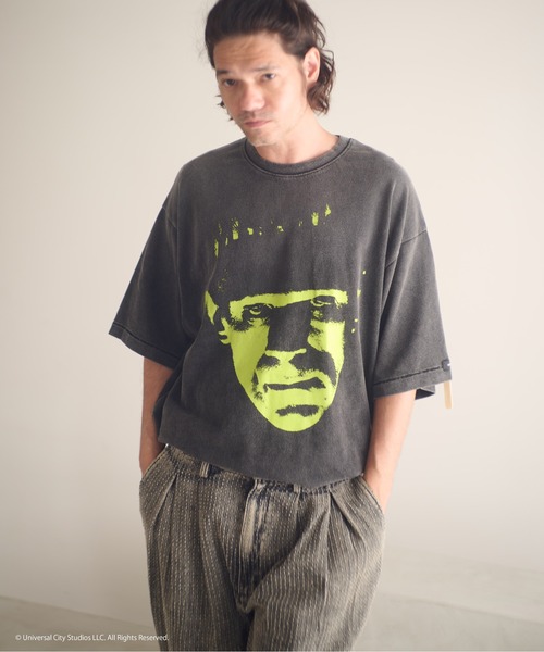 ADAM PATEK(アダムパテック)の「ADAMPATEK/Frankenstein face print T/フランケンシュタインフェイスプリントコラボTシャツ(AP2524017)(Tシャツ/カットソー・レディース・パープル/グリーン・1/2)」の2枚目の写真