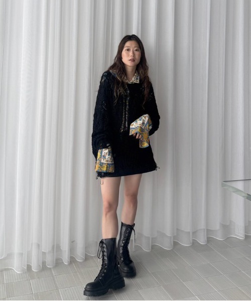 アメリヴィンテージ RIBBON CABLE MINI KNIT Ameri Vintage アメリヴィンテージ MANY RIBBON SHORT KNIT TOP 長袖