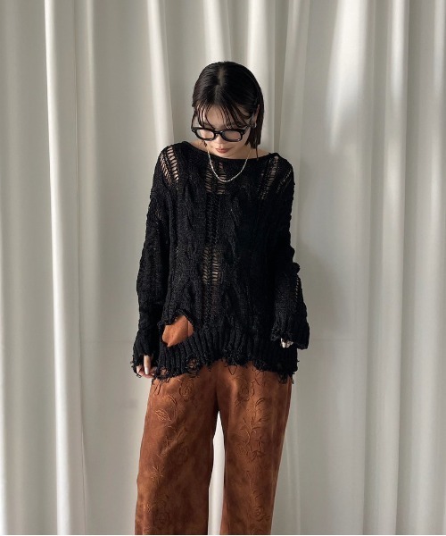 CABLE PATTERN DAMAGE LOOSE KNIT（ニット/セーター）｜Ameri（アメリ