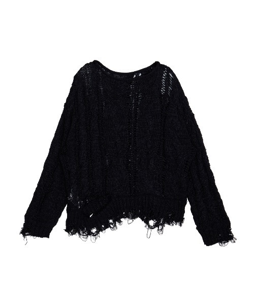 CABLE PATTERN DAMAGE LOOSE KNIT（ニット/セーター）｜Ameri