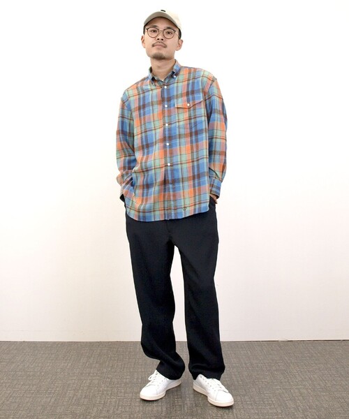 J.PRESS YORK STREET(ジェイプレスヨークストリート)の「【UNISEX】フランネルボタンダウン シャツ(シャツ/ブラウス・メンズ・オレンジ系3/レッド系3・LARGE/MEDIUM/SMALL)」の3枚目の写真