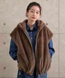cepo（セポ）の「ミンクファーライクフードベスト（ブルゾン）」