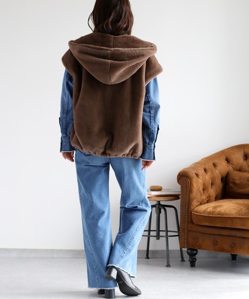 セール】ミンクファーライクフードベスト（ブルゾン）｜cepo（セポ）の