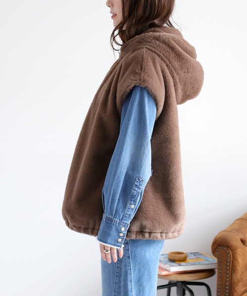 セール】ミンクファーライクフードベスト（ブルゾン）｜cepo（セポ）の