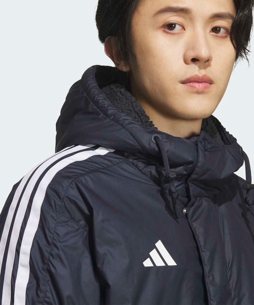 セール】スリーストライプス ルーズフィット ロング ボアコート