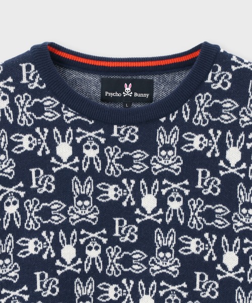 Psycho Bunny（サイコバニー）の「オリジナルジャガード クルーネック総柄ニット（ニット/セーター・メンズ・ライトグレー/ネイビー/バーガンディー・MEDIUM/X-LARGE/LARGE）」の8枚目の写真