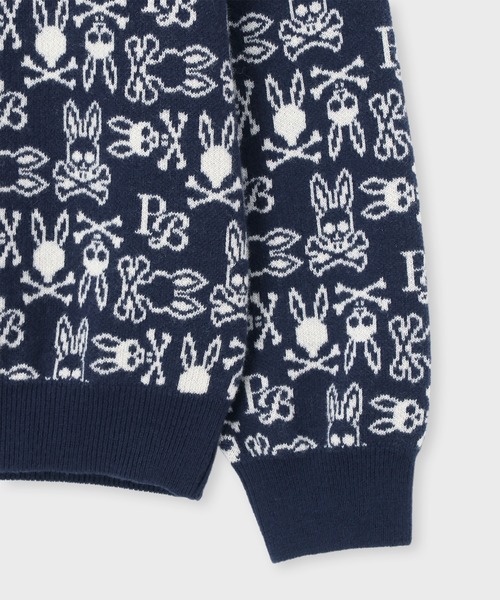 Psycho Bunny（サイコバニー）の「オリジナルジャガード クルーネック総柄ニット（ニット/セーター・メンズ・ライトグレー/ネイビー/バーガンディー・MEDIUM/X-LARGE/LARGE）」の9枚目の写真