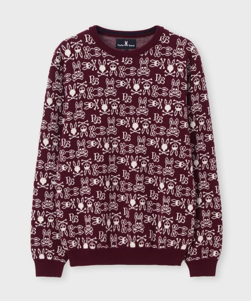 Psycho Bunny（サイコバニー）の「オリジナルジャガード クルーネック総柄ニット（ニット/セーター・メンズ・ライトグレー/ネイビー/バーガンディー・MEDIUM/X-LARGE/LARGE）」の15枚目の写真