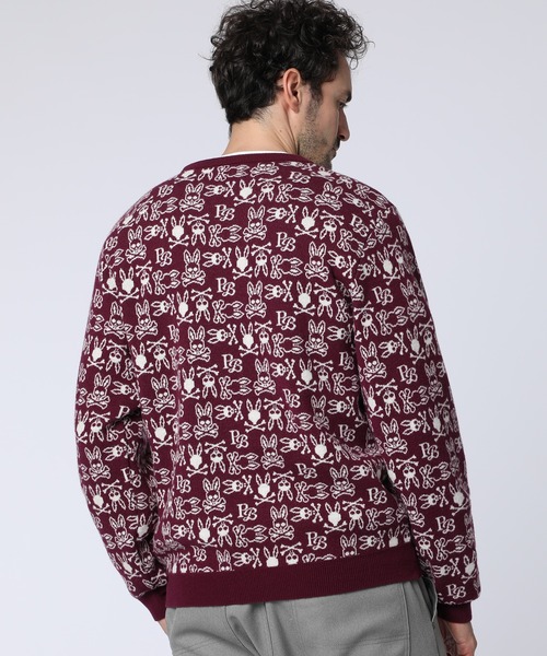 Psycho Bunny（サイコバニー）の「オリジナルジャガード クルーネック総柄ニット（ニット/セーター・メンズ・ライトグレー/ネイビー/バーガンディー・MEDIUM/X-LARGE/LARGE）」の13枚目の写真