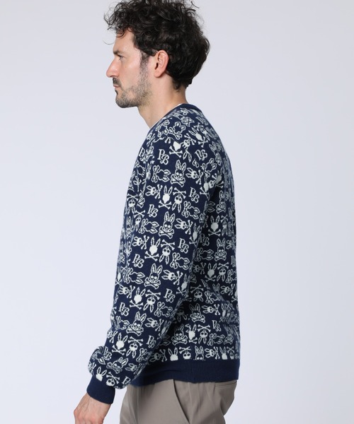 Psycho Bunny（サイコバニー）の「オリジナルジャガード クルーネック総柄ニット（ニット/セーター・メンズ・ライトグレー/ネイビー/バーガンディー・MEDIUM/X-LARGE/LARGE）」の21枚目の写真