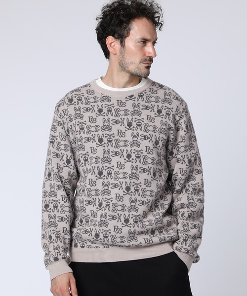 Psycho Bunny（サイコバニー）の「オリジナルジャガード クルーネック総柄ニット（ニット/セーター・メンズ・ライトグレー/ネイビー/バーガンディー・MEDIUM/X-LARGE/LARGE）」の16枚目の写真