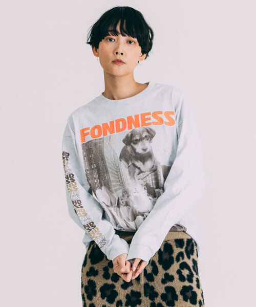 Freada（フリーダ）の「Freada/フリーダ DOG PHOTO/ドッグ フォトプリント ロンT（Tシャツ/カットソー・レディース・グレー/ブラック/ホワイト・ONE SIZE）」の4枚目の写真