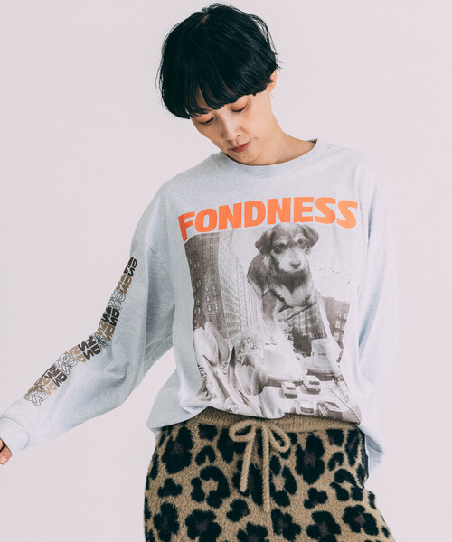 Freada（フリーダ）の「Freada/フリーダ DOG PHOTO/ドッグ フォトプリント ロンT（Tシャツ/カットソー・レディース・グレー/ブラック/ホワイト・ONE SIZE）」の6枚目の写真