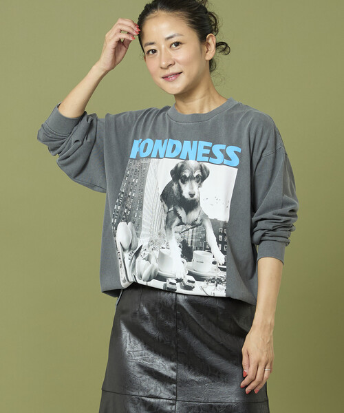 Freada（フリーダ）の「Freada/フリーダ DOG PHOTO/ドッグ フォトプリント ロンT（Tシャツ/カットソー・レディース・グレー/ブラック/ホワイト・ONE SIZE）」の22枚目の写真