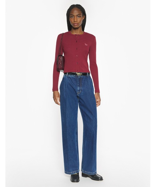 Maison Kitsune(メゾンキツネ)の「RIBBED BABY FOX CARDIGAN(カーディガン/ボレロ・レディース・ブラック/ワインレッド・XS/S/M/L)」の5枚目の写真