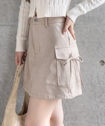clear | フェイクスエードリボン付きカーゴミニスカート［ガーリー カジュアル 着回し力抜群］≪AW新作≫(スカート)