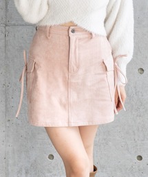 clear | フェイクスエードリボン付きカーゴミニスカート［ガーリー カジュアル 着回し力抜群］≪AW新作≫(スカート)