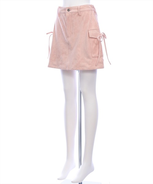 clear（クリア）の「フェイクスエードリボン付きカーゴミニスカート［ガーリー カジュアル 着回し力抜群］（スカート・レディース・ベージュ/ブラウン/ピンク・S/M）」の14枚目の写真