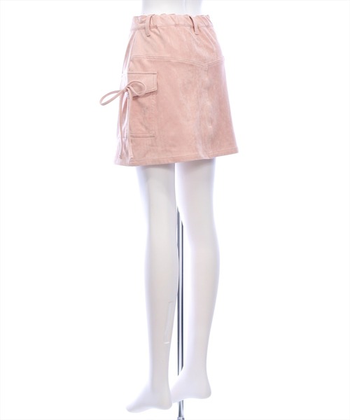 clear（クリア）の「フェイクスエードリボン付きカーゴミニスカート［ガーリー カジュアル 着回し力抜群］（スカート・レディース・ベージュ/ブラウン/ピンク・S/M）」の16枚目の写真