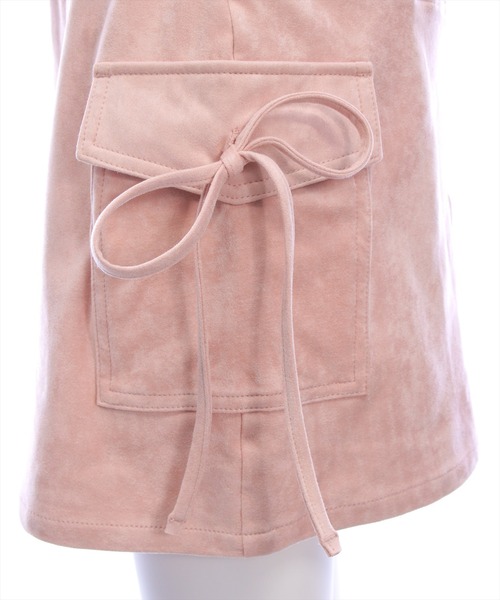 clear（クリア）の「フェイクスエードリボン付きカーゴミニスカート［ガーリー カジュアル 着回し力抜群］（スカート・レディース・ベージュ/ブラウン/ピンク・S/M）」の22枚目の写真