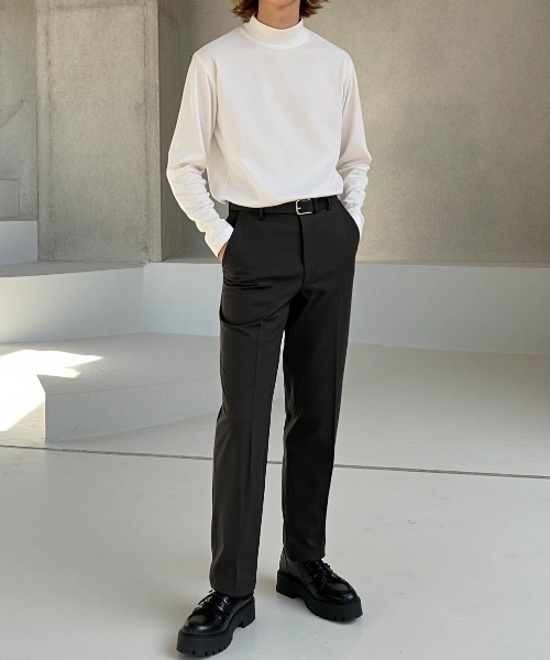 BENUSTA(ベヌスタ)の「A'GEM/9 × .kom 『BENUSTA /ベヌスタ』Mock Neck Basic Long Sleeve Tee /モックネックベーシックロングスリーブカットソー(Tシャツ/カットソー・メンズ・チャコールグレー/ブラック/ホワイト・M)」の9枚目の写真
