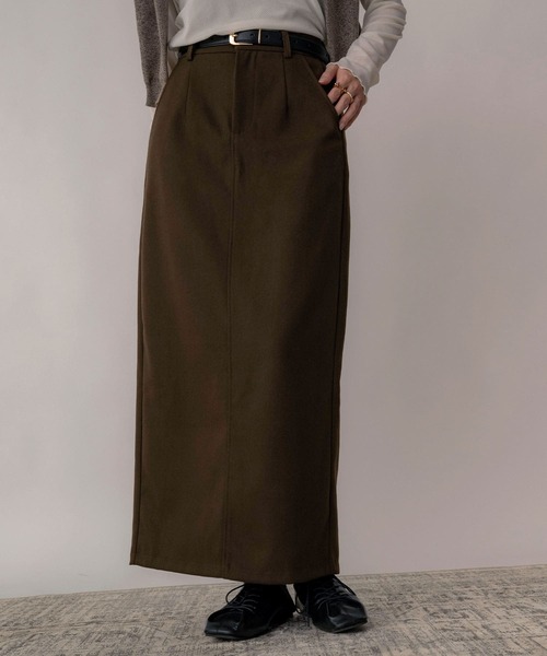 NOAHL（ノアル）の「【NOAHL】起毛ツイルナロースカート（スカート・レディース・ブラック/アイボリー/ブラウン・FREE）」の3枚目の写真