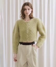 Adam et Rope　 アダム エ ロペ　モヘアニットカーディガン　カーキ モヘアミックスセットニットカーディガン（カーディガン/ボレロ