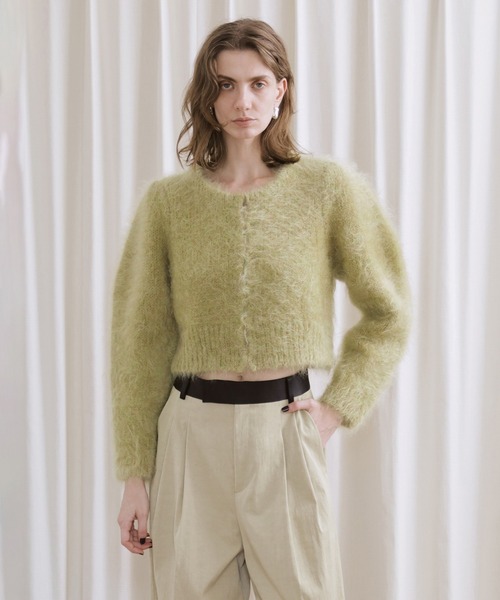 本物 美品 シャネル 装飾 ビーズ ファー ボレロ カーディガン 毛皮 34 黒 シャネル カーディガン コート CHANEL グレー パープル ラム ファー