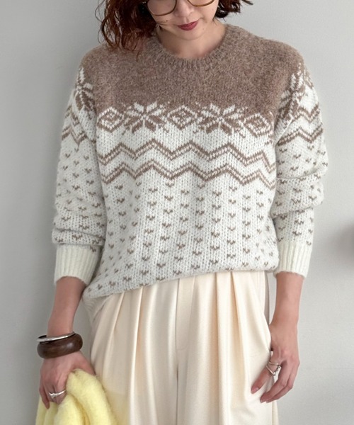セール】ノルディック柄ニットプルオーバー（ニット/セーター）｜DOUX