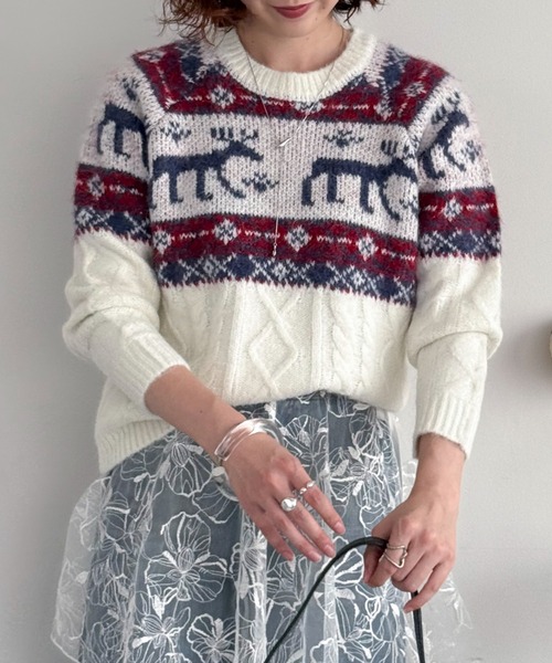 ドゥ アルシーヴ（Doux archives）/ノルディック柄ニットプルオーバー セール】ノルディック柄ニットプルオーバー（ニット/セーター）｜DOUX