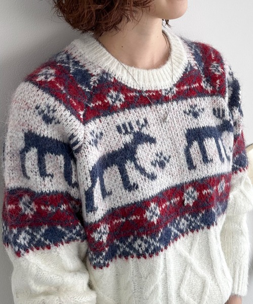 セール】ノルディック柄ニットプルオーバー（ニット/セーター）｜DOUX