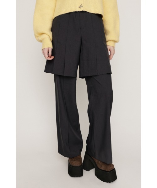 SLY(スライ)の「LAYERED RELAX SLACKS レイヤード リラックス スラックス 秋服 冬服(スラックス・レディース・ブラック/杢グレー・1/2)」の1枚目の写真