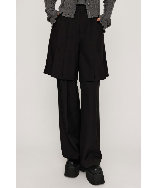 SLY(スライ)の「LAYERED RELAX SLACKS レイヤード リラックス スラックス 秋服 冬服(スラックス・レディース・ブラック/杢グレー・1/2)」の2枚目の写真