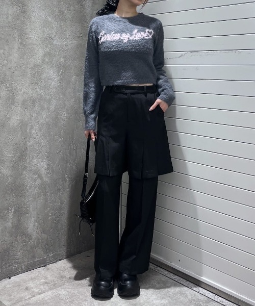 SLY(スライ)の「LAYERED RELAX SLACKS レイヤード リラックス スラックス 秋服 冬服(スラックス・レディース・ブラック/杢グレー・1/2)」の20枚目の写真