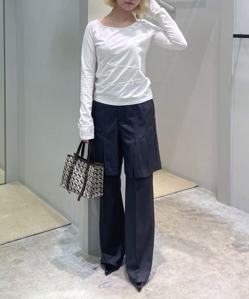 SLY(スライ)の「LAYERED RELAX SLACKS レイヤード リラックス スラックス 秋服 冬服(スラックス・レディース・ブラック/杢グレー・1/2)」の22枚目の写真