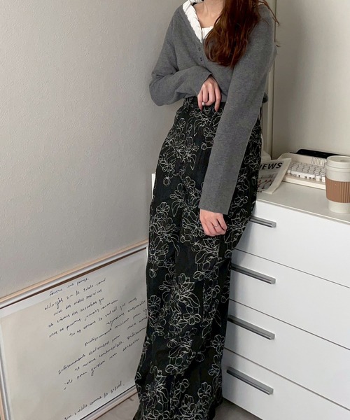 merrylatte（メリーラテ）の「フラワージャガードワイドデニム【NOUA】（デニムパンツ・レディース・ホワイト/ブラック・S/M）」の18枚目の写真