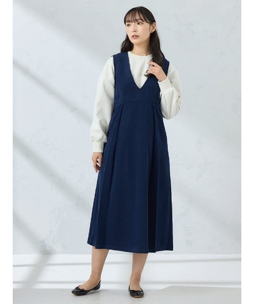 HARUYAMA(ハルヤマ)の「【WEB限定】コーディロイジャンパースカート FURRY(ジャンパースカート・レディース・ネイビー/ベージュ/オフホワイト・F)」の3枚目の写真