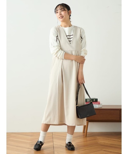 HARUYAMA(ハルヤマ)の「【WEB限定】コーディロイジャンパースカート FURRY(ジャンパースカート・レディース・ネイビー/ベージュ/オフホワイト・F)」の1枚目の写真
