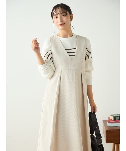 HARUYAMA(ハルヤマ)の「【WEB限定】コーディロイジャンパースカート FURRY(ジャンパースカート・レディース・ネイビー/ベージュ/オフホワイト・F)」の4枚目の写真