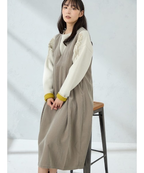 HARUYAMA(ハルヤマ)の「【WEB限定】コーディロイジャンパースカート FURRY(ジャンパースカート・レディース・ネイビー/ベージュ/オフホワイト・F)」の20枚目の写真