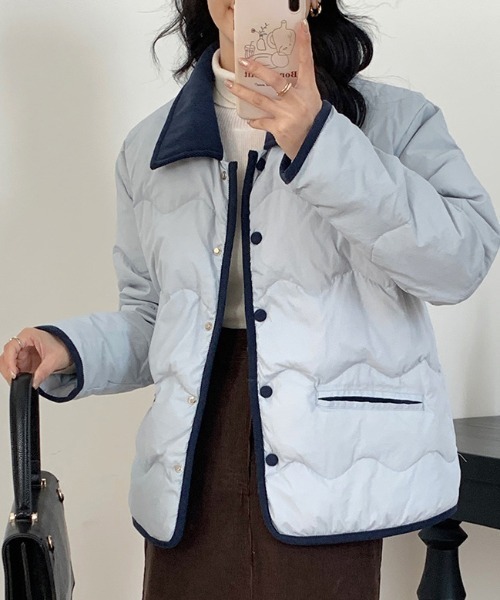 Teem Store(チームストア)の「コーデュロイカラーキルティング中綿ジャケット(ダウンジャケット/コート・レディース・ブラック/ブルー/ベージュ・F)」の19枚目の写真