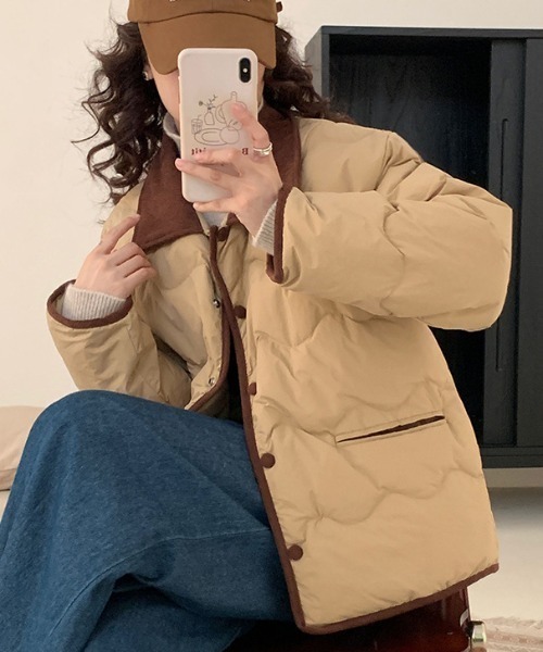 セール】コーデュロイカラーキルティング中綿ジャケット（ダウン