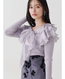 MERCURYDUO | 異素材ラッフルリボンリブニット(ニット/セーター)