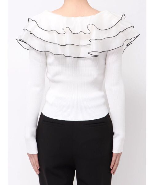 MERCURYDUO（マーキュリーデュオ）の「異素材ラッフルリボンリブニット（ニット/セーター・レディース・オフホワイト/ブラック/ラベンダー・FREE）」の18枚目の写真