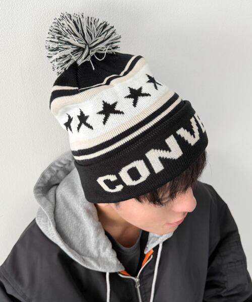 CONVERSE（コンバース）の「WEGO/CONVERSE PON WATCH（ニットキャップ/ビーニー・レディース・ワイン/ブラック/ネイビー・FREE）」の2枚目の写真