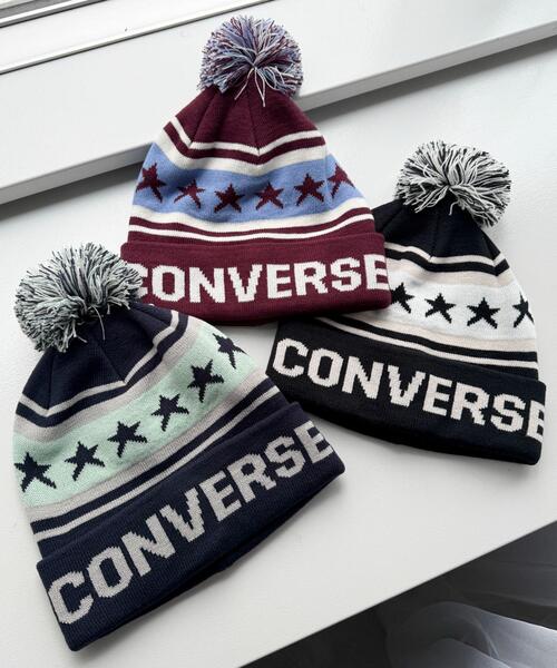 CONVERSE（コンバース）の「WEGO/CONVERSE PON WATCH（ニットキャップ/ビーニー・レディース・ワイン/ブラック/ネイビー・FREE）」の4枚目の写真