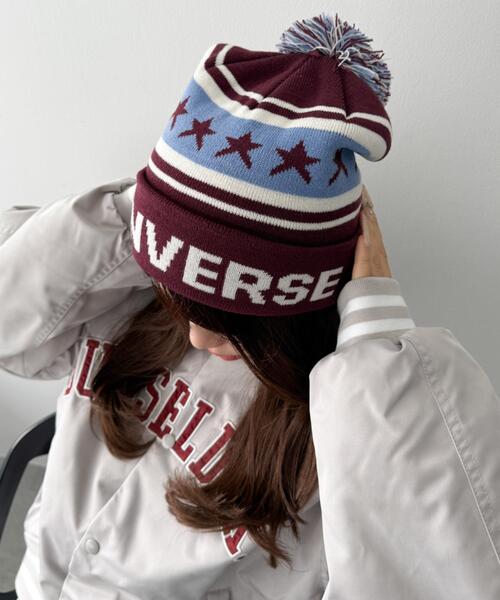 CONVERSE（コンバース）の「WEGO/CONVERSE PON WATCH（ニットキャップ/ビーニー・レディース・ワイン/ブラック/ネイビー・FREE）」の10枚目の写真