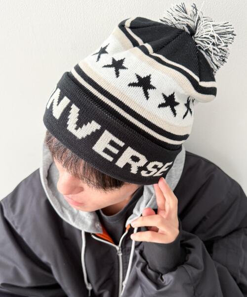 CONVERSE（コンバース）の「WEGO/CONVERSE PON WATCH（ニットキャップ/ビーニー・レディース・ワイン/ブラック/ネイビー・FREE）」の5枚目の写真