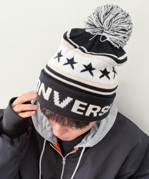 CONVERSE（コンバース）の「WEGO/CONVERSE PON WATCH（ニットキャップ/ビーニー・レディース・ワイン/ブラック/ネイビー・FREE）」の6枚目の写真