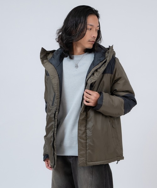 セール】ツートーン 中綿 フーデッドジャケット（ダウンジャケット